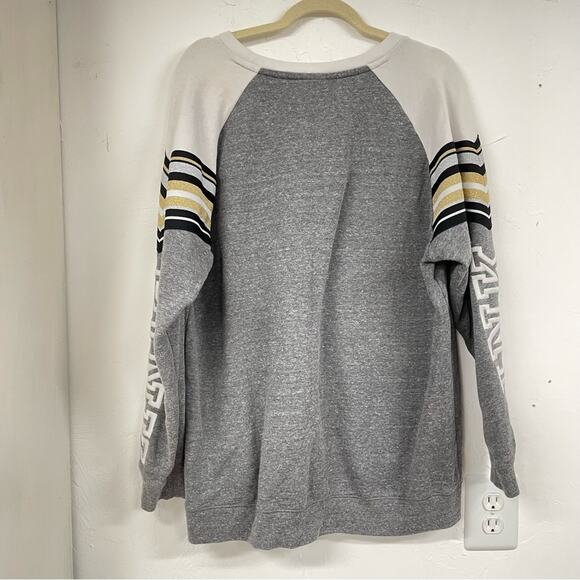 Pink Victoria Secret Grey White Colorblock Women Pullover Sweatshirt Oversized L - Picture 9 of 9